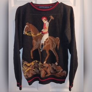 Birch Bros Vintage Polo Player And Horse Sweater M